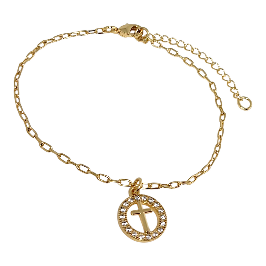 Pulsera Medalla Cruz Circones Oro
