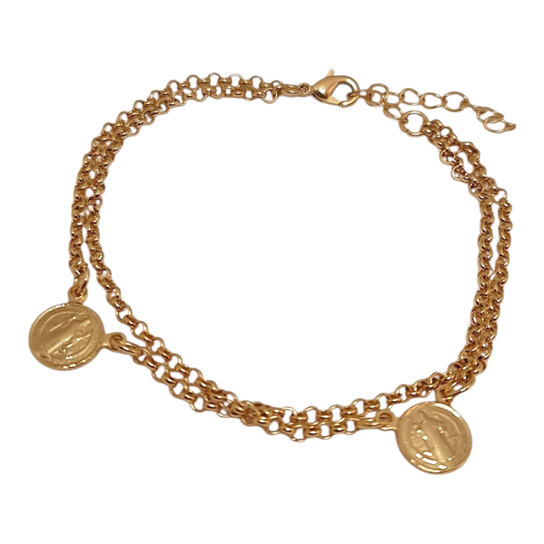 Pulsera San Benito Doble Oro