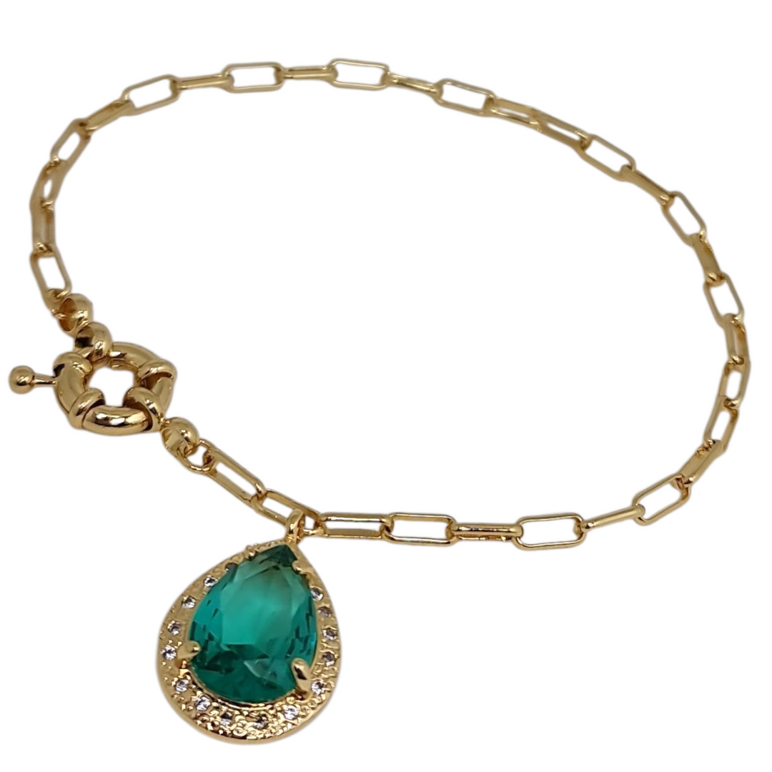 Pulsera Angélica Esmeralda Oro