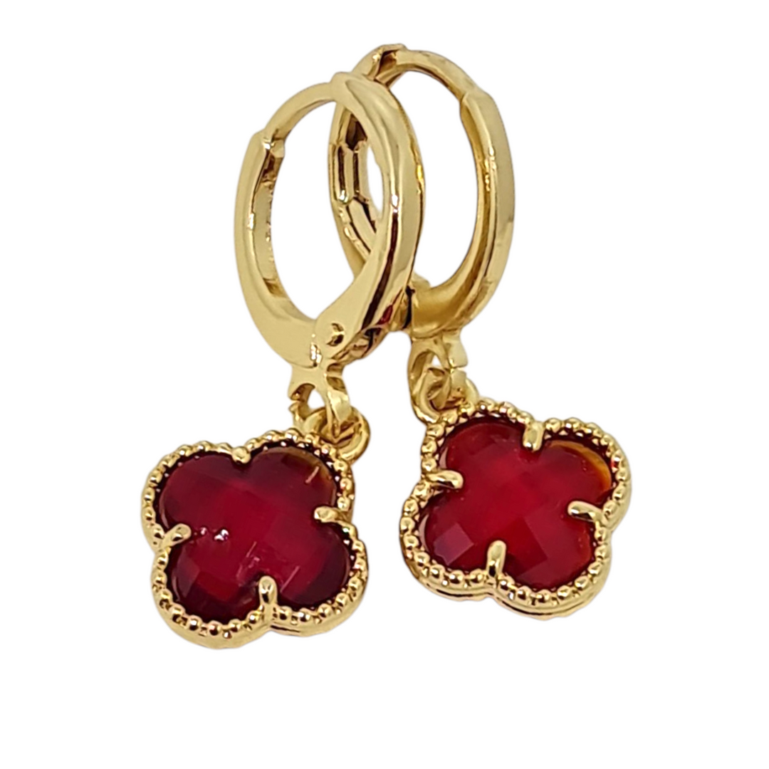 Aros Flor Rubí Oro