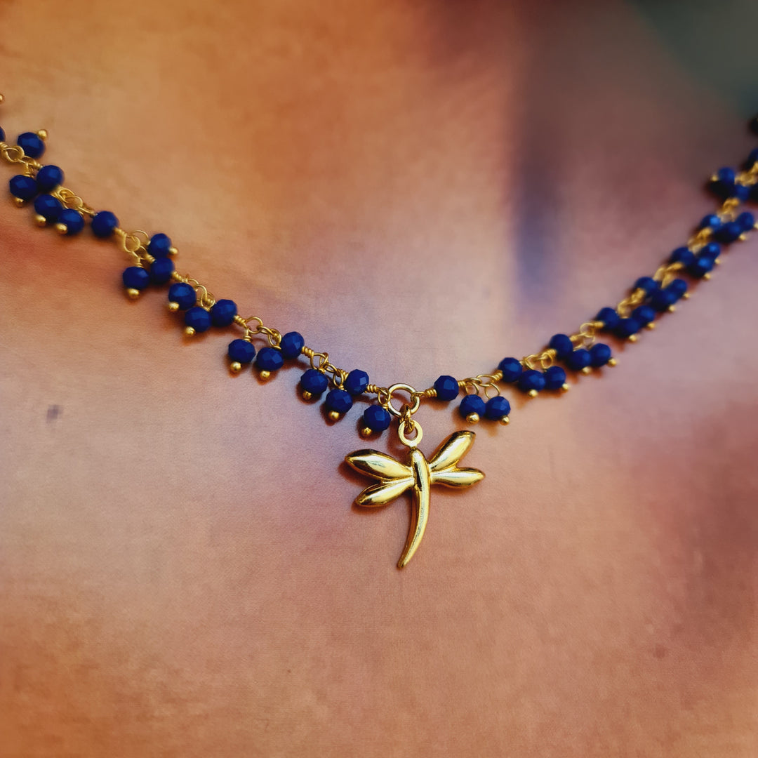 Collar Libélula Blue Oro