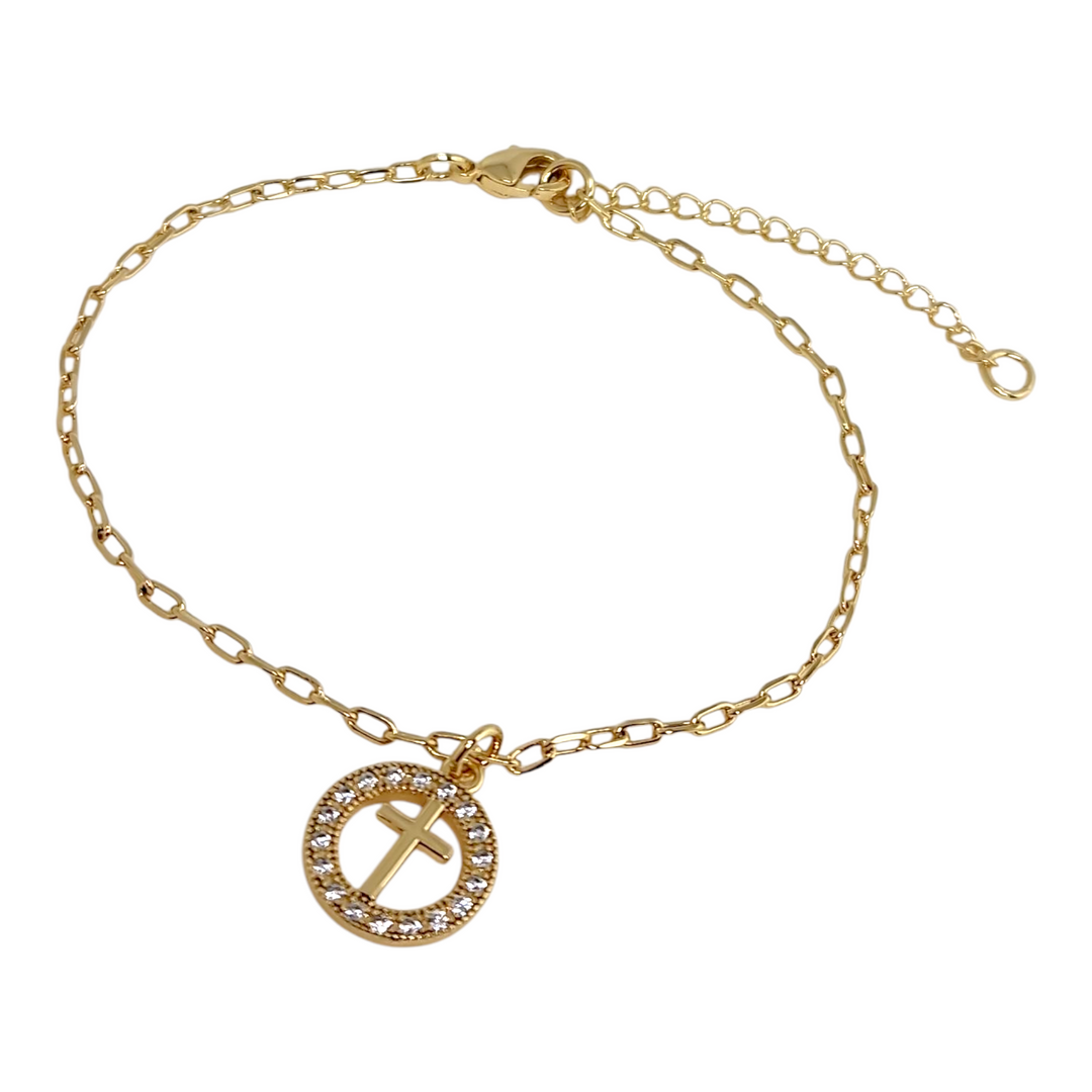 Pulsera Medalla Cruz Circones Oro
