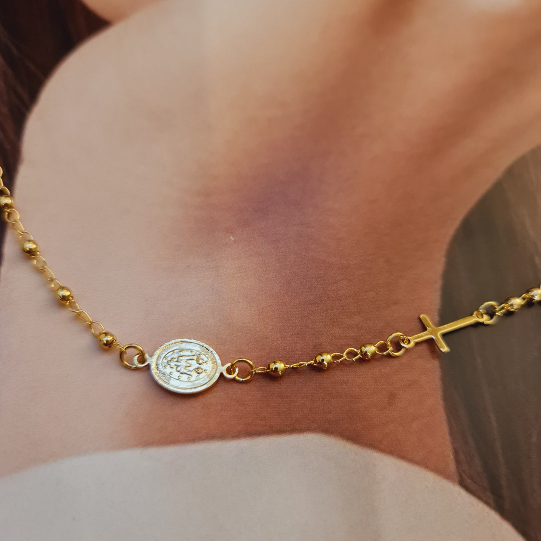 Pulsera Denario Cruz Oro