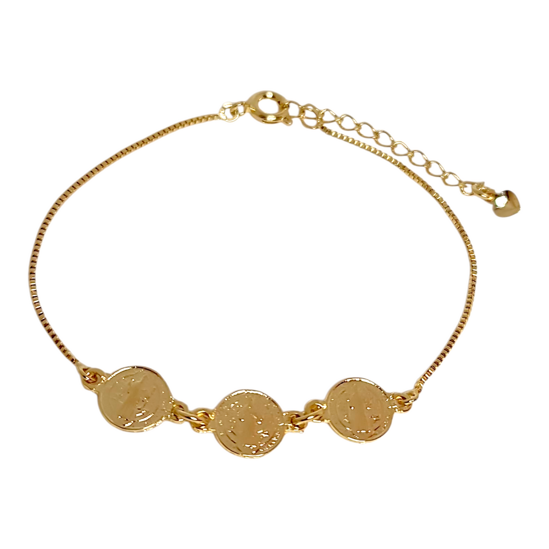 Pulsera Triple San Benito Oro