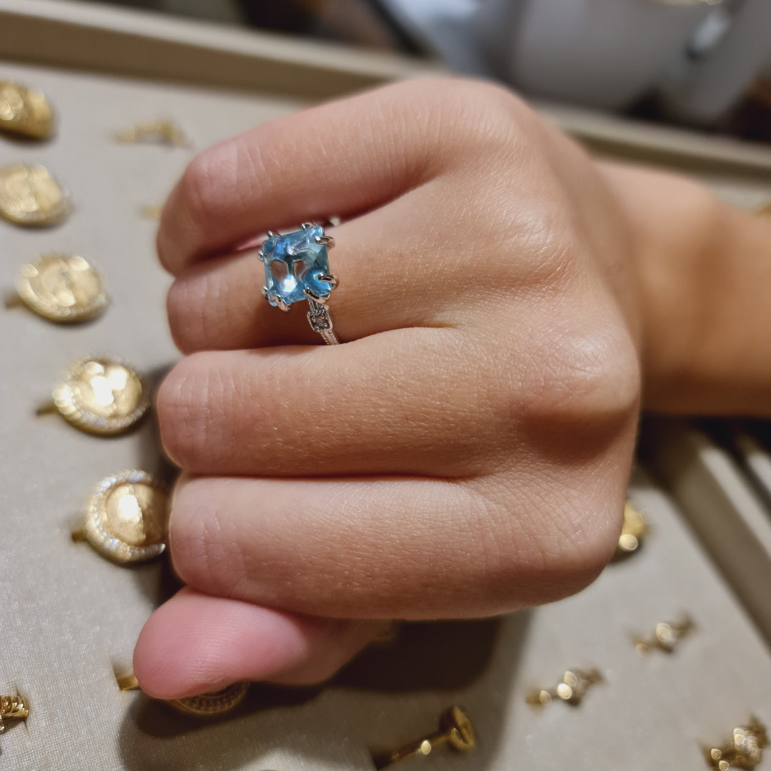 Anillo Paula Aguamarina Platino