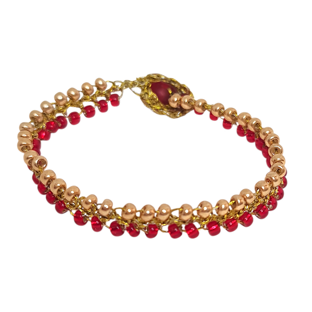 Pulsera Tejida Seda Rubí