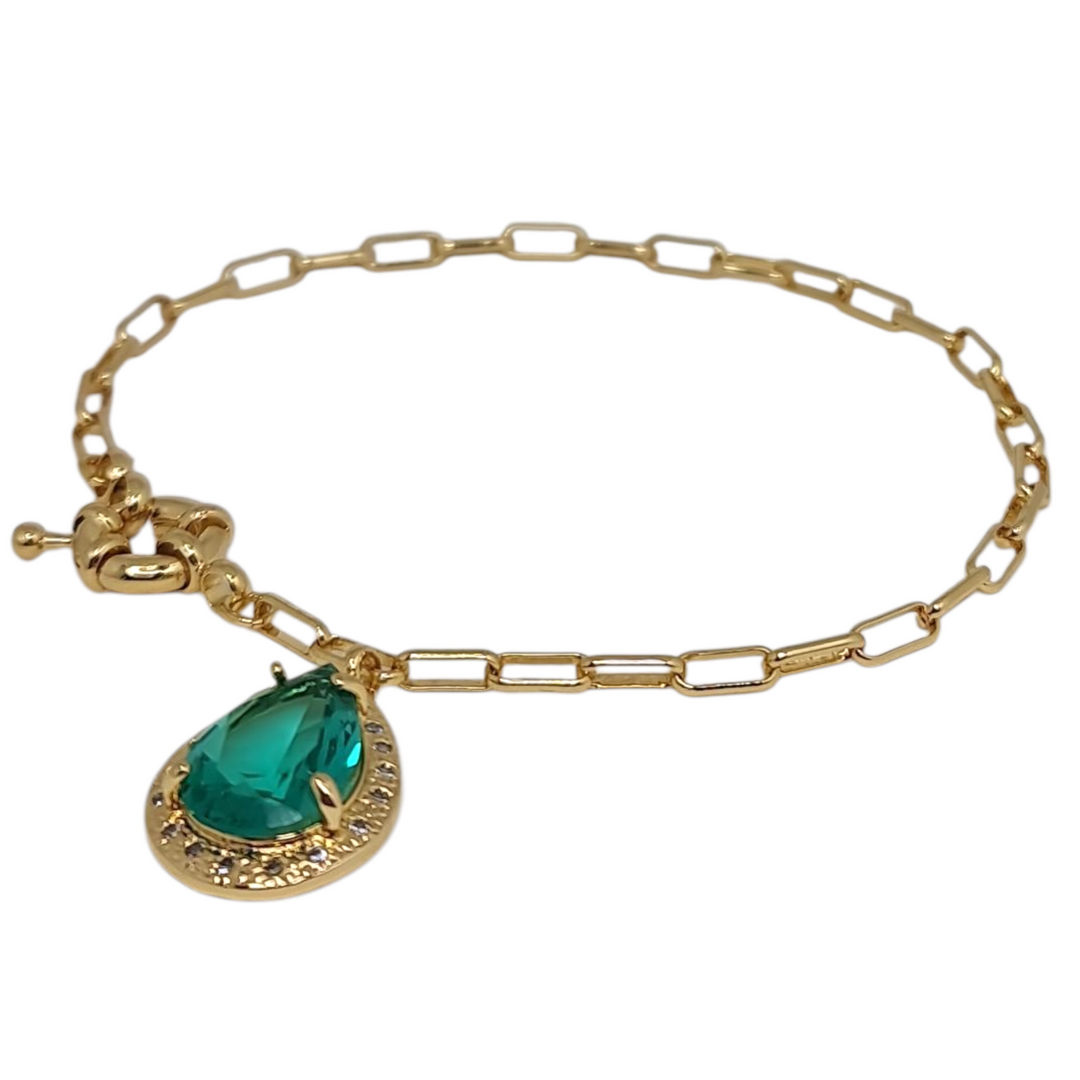 Pulsera Angélica Esmeralda Oro
