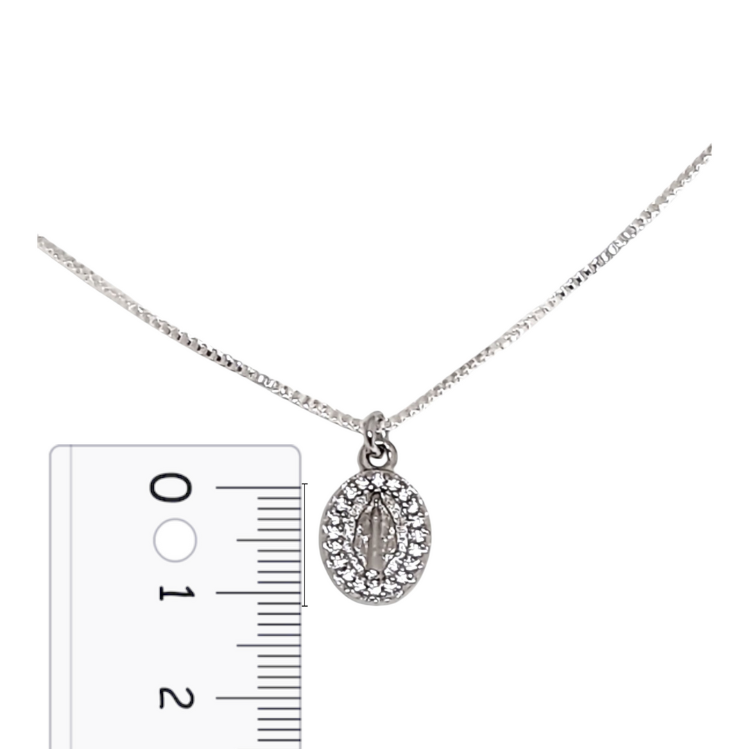 Collar Virgen De Los Rayos Con Circones Platino