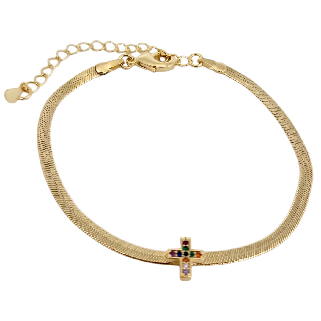 Pulsera Cinta Cruz Circones Oro