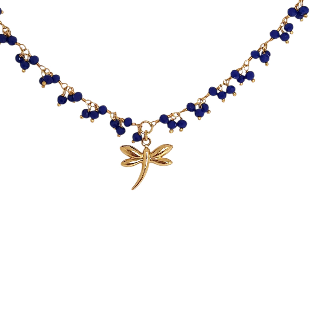 Collar Libélula Blue Oro