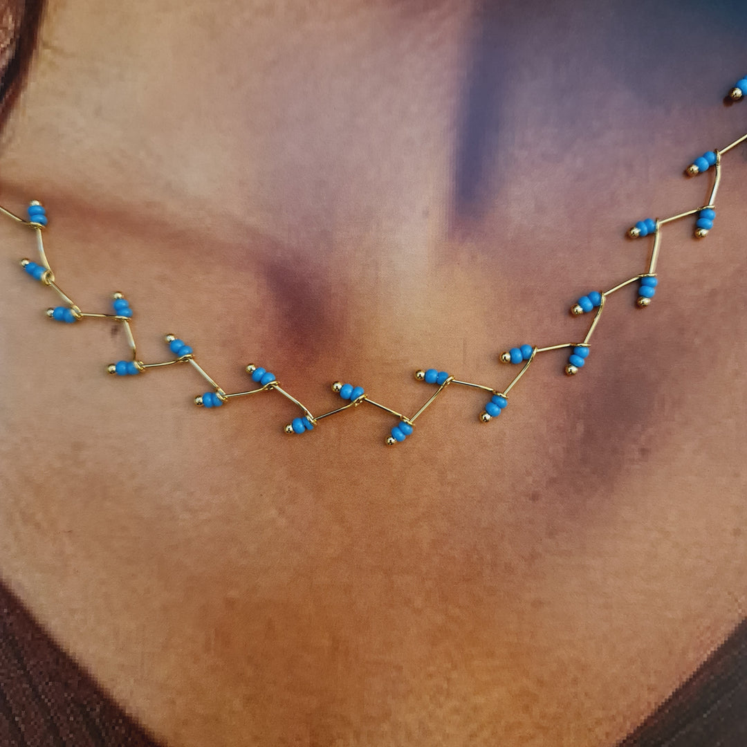 Collar Venecia Chocker Turquesa Oro