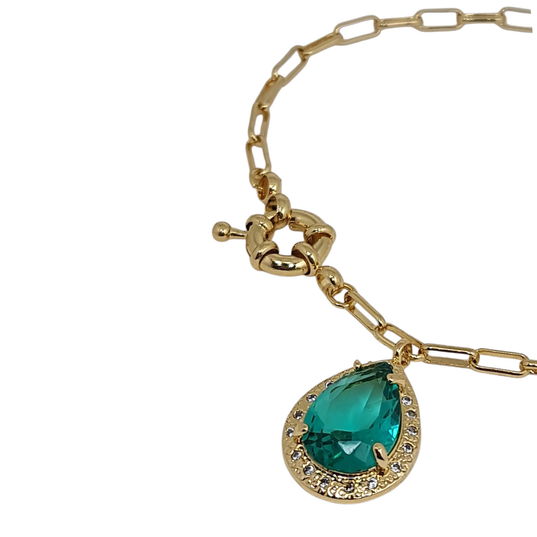 Pulsera Angélica Esmeralda Oro
