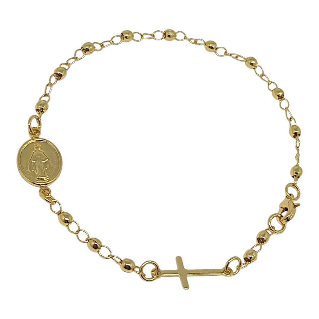 Pulsera Denario Cruz Oro