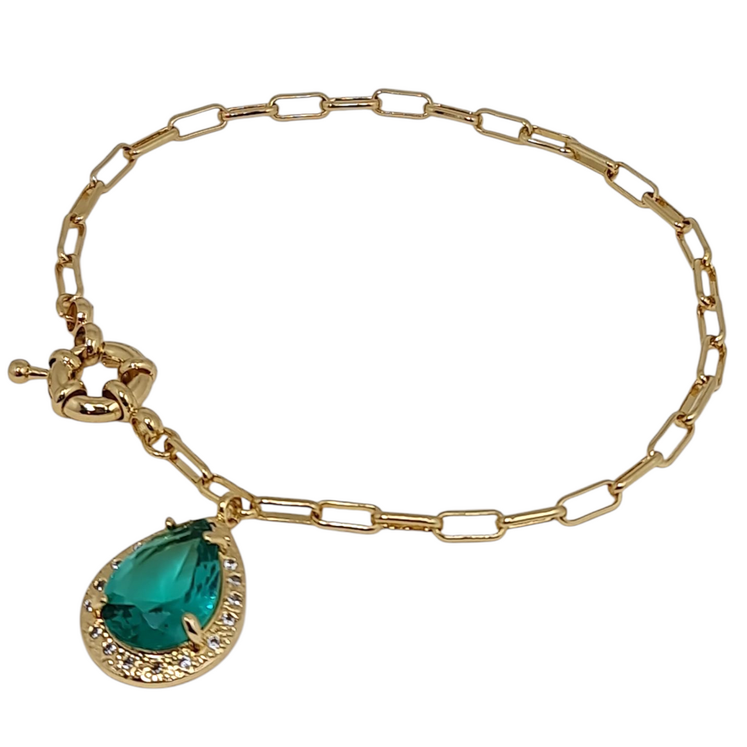 Pulsera Angélica Esmeralda Oro