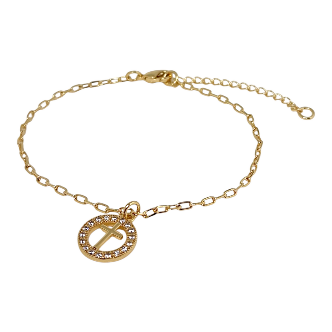 Pulsera Medalla Cruz Circones Oro