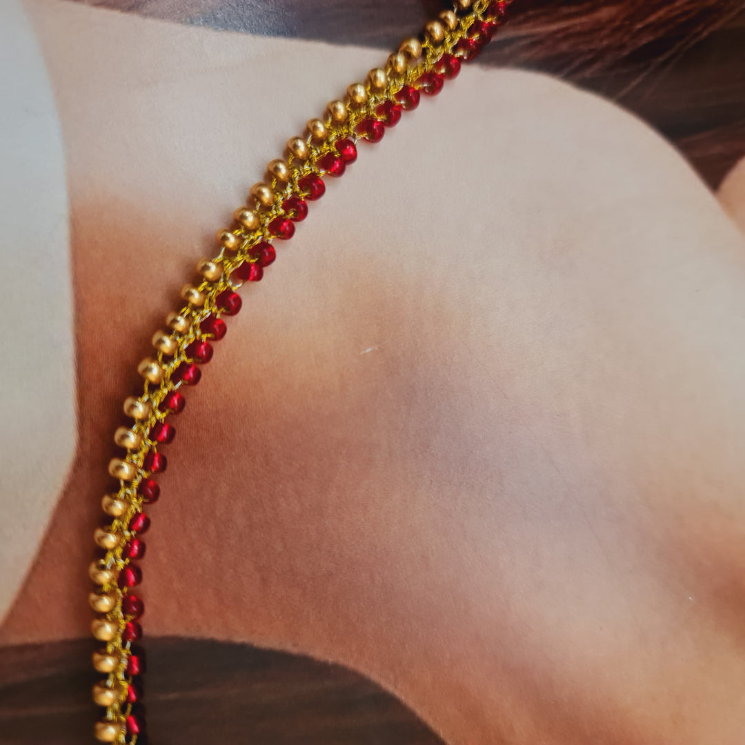 Pulsera Tejida Seda Rubí