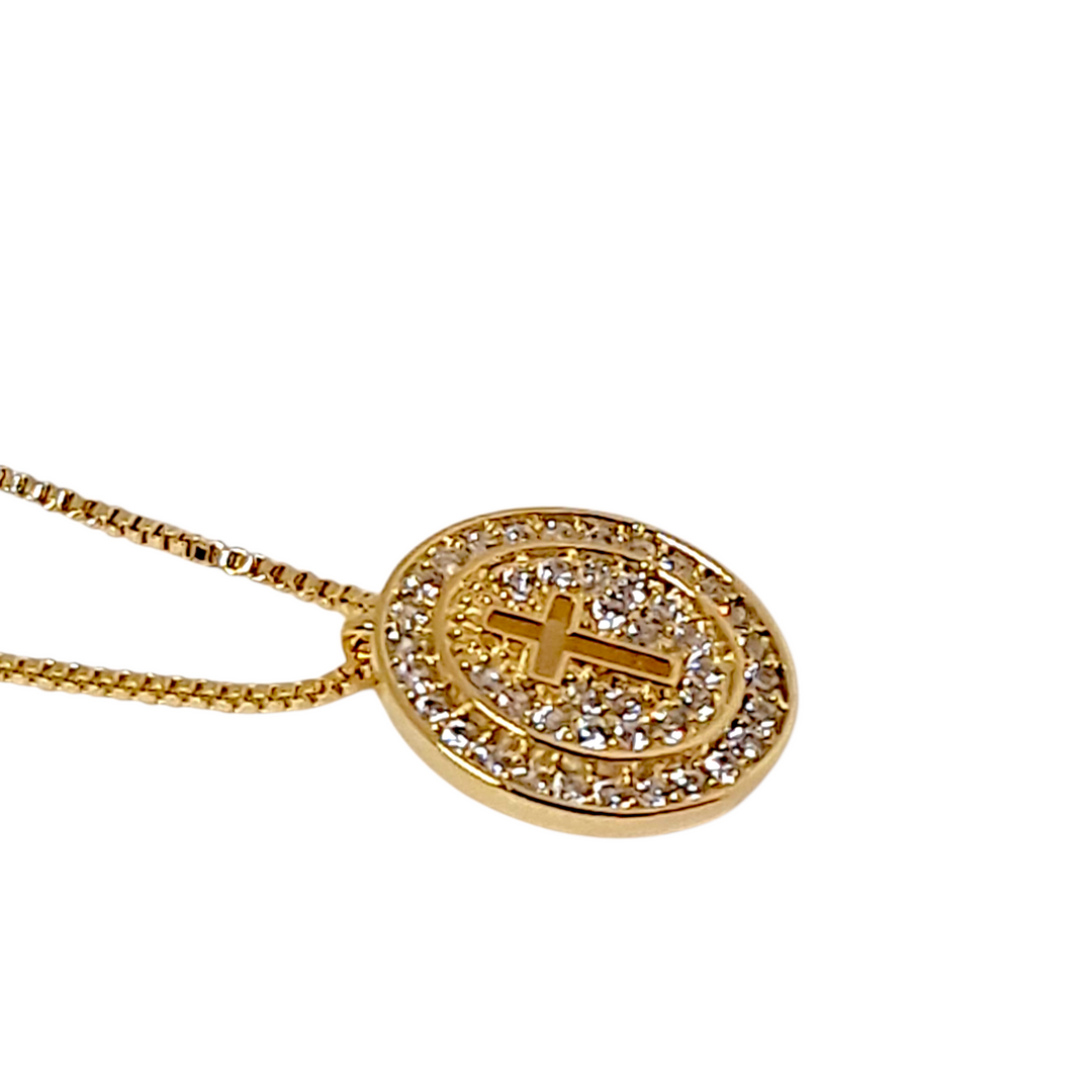 Collar Cruz Calada Circones Oro
