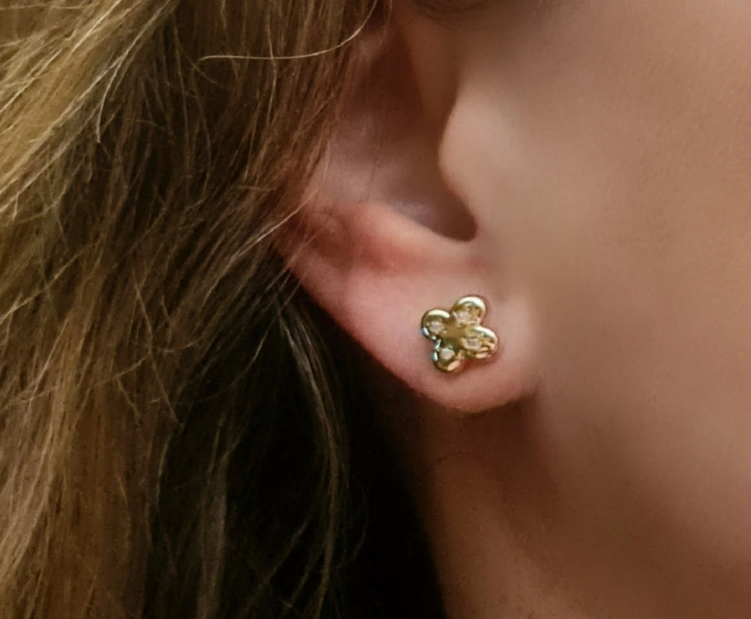 Aros Trébol Circones Oro