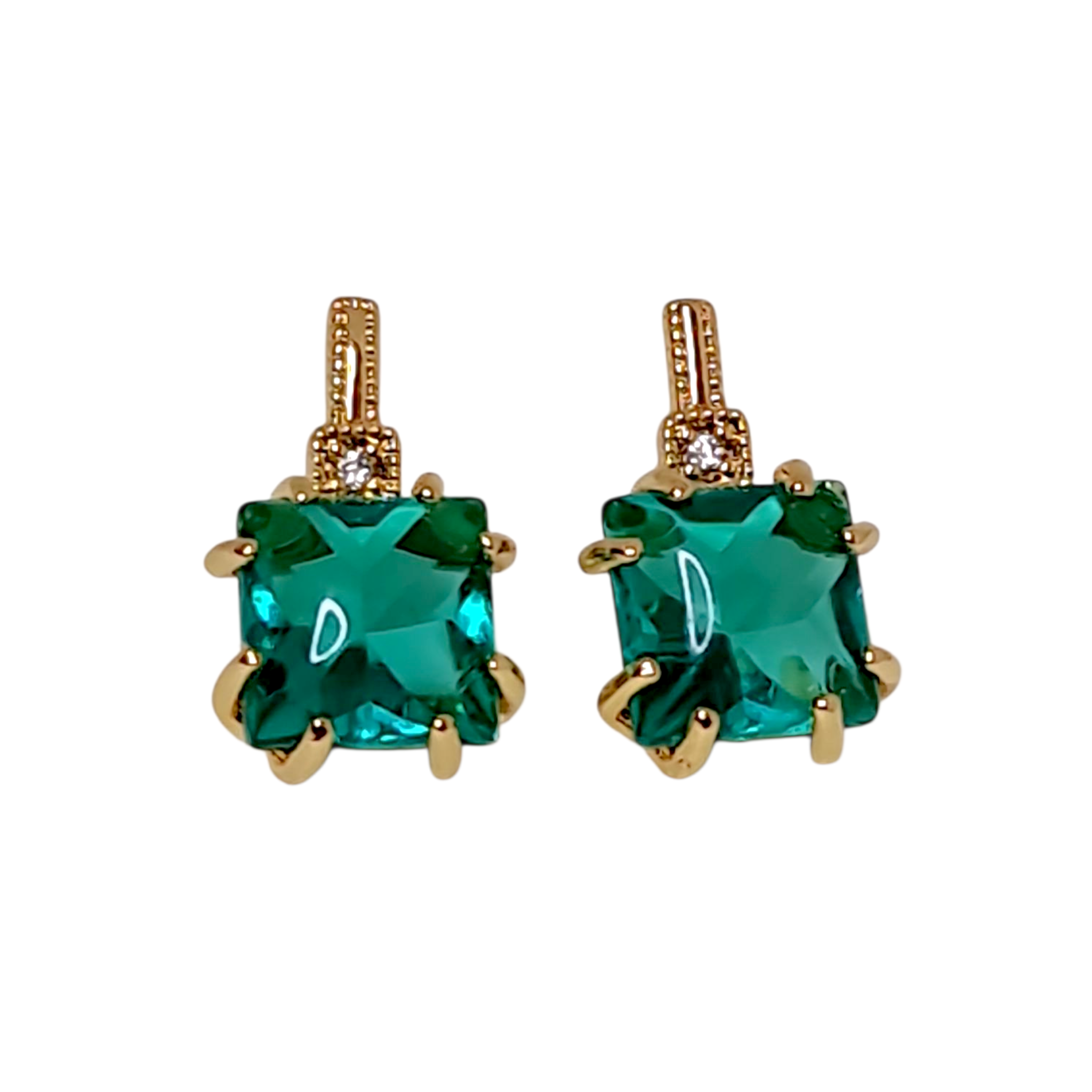 Aros esmeralda oro puestos - joya graduación matrimonio