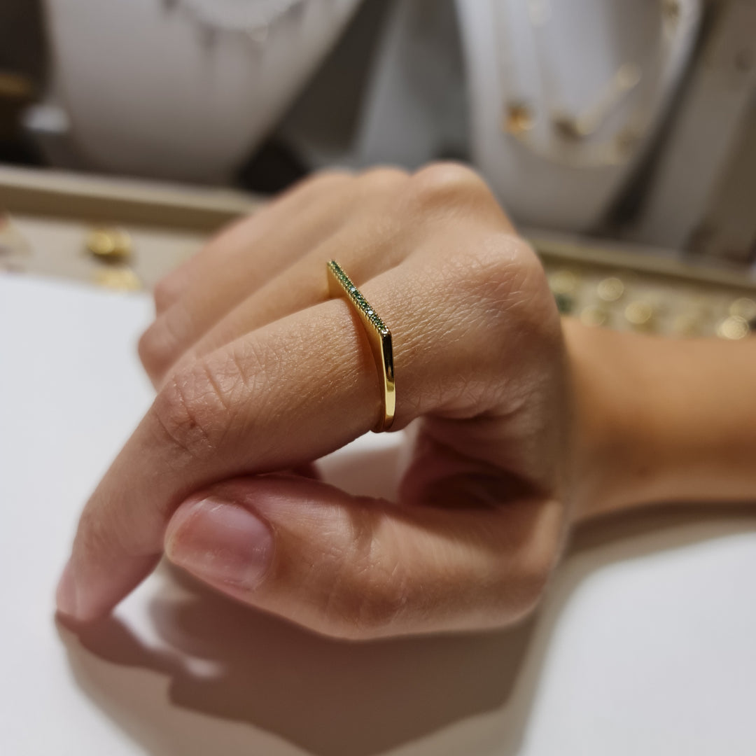 Anillo Carolina Esmeralda Oro
