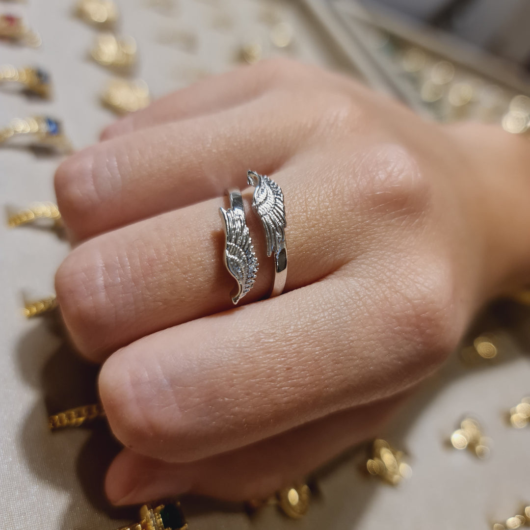 Anillo Alitas Ajustable Platino