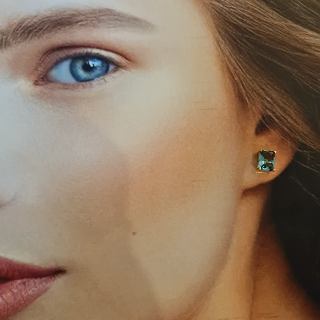 Aros Emilia Aguamarina Oro