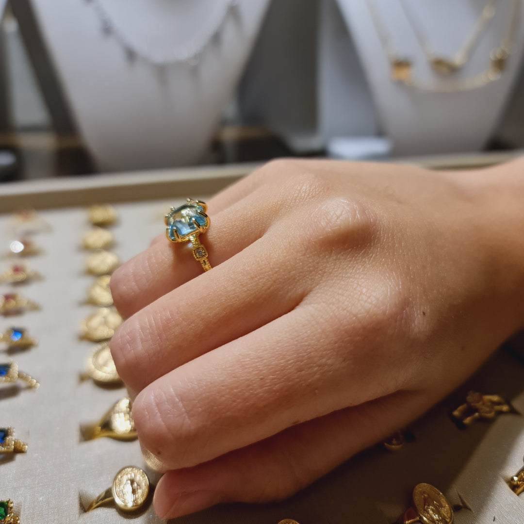 Anillo Paula Aguamarina Oro