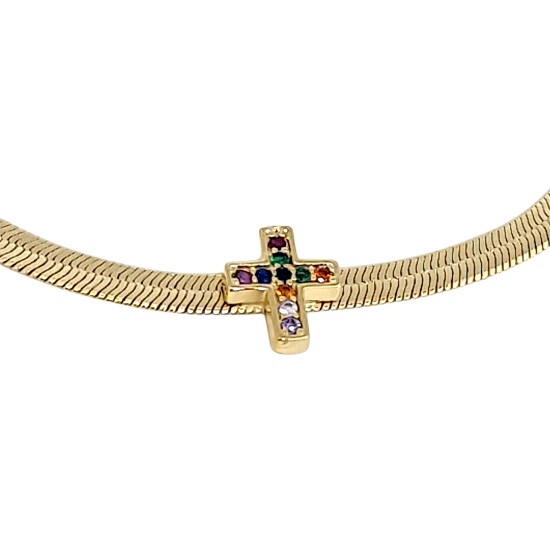 Pulsera Cinta Cruz Circones Oro