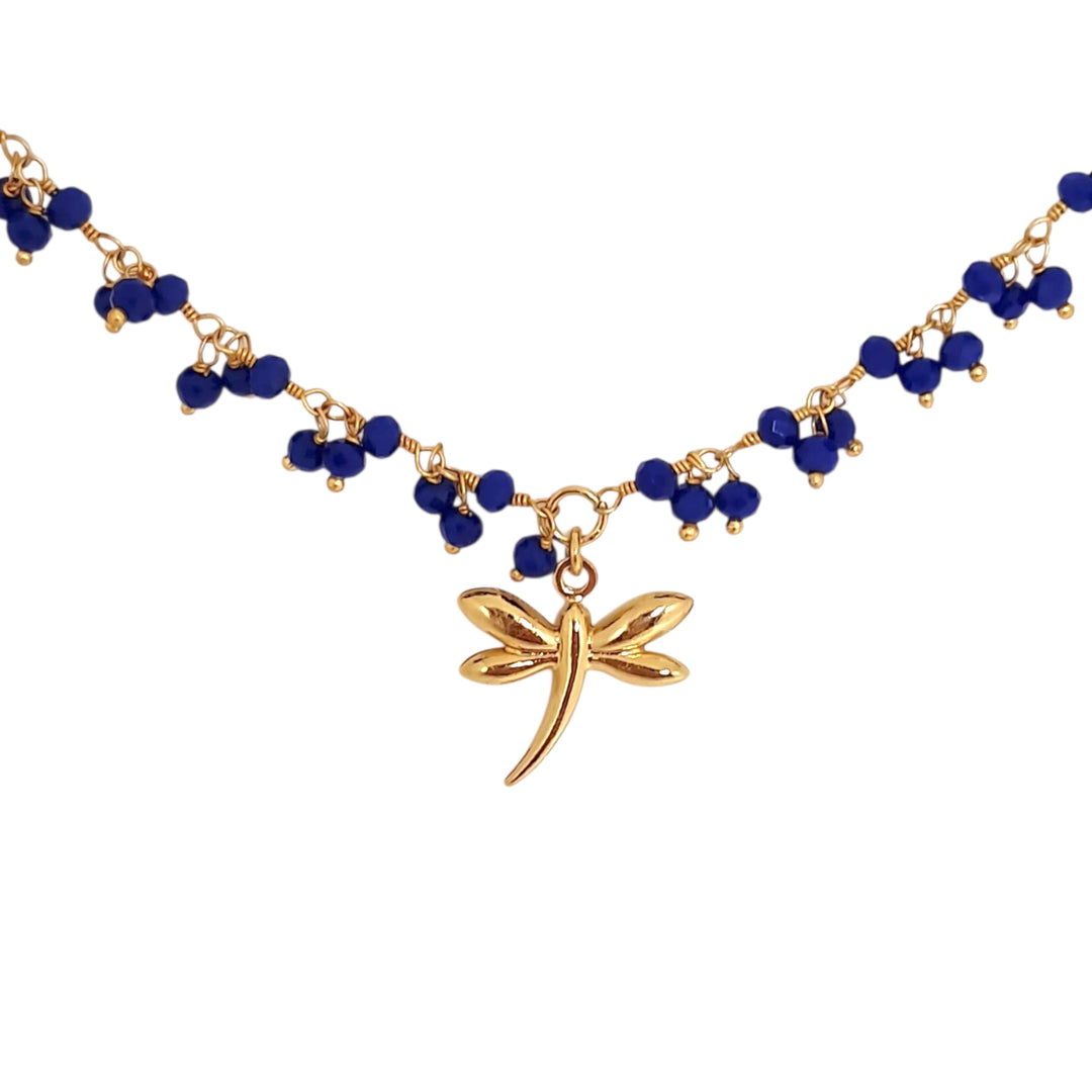 Collar Libélula Blue Oro