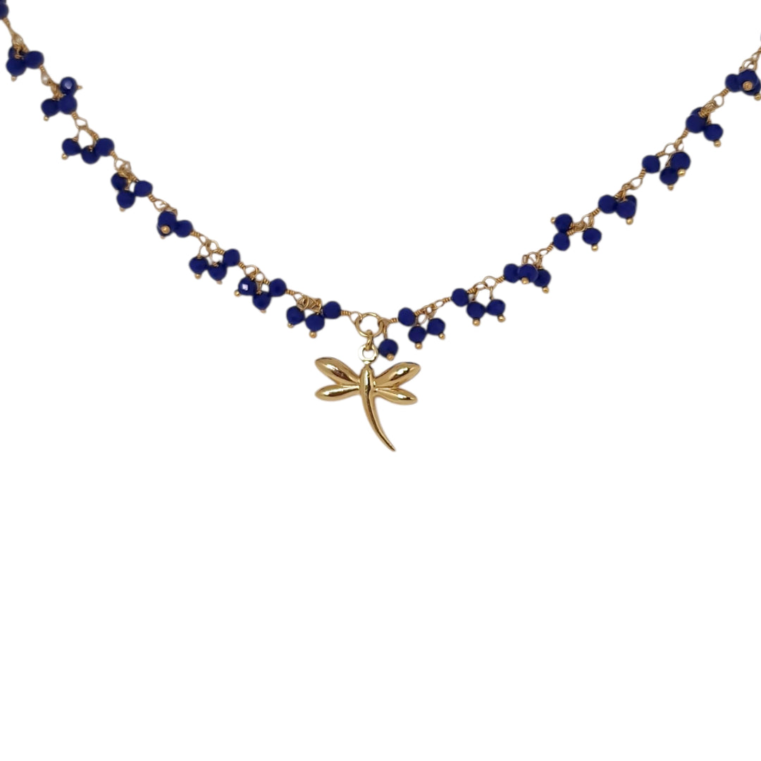 Collar Libélula Blue Oro