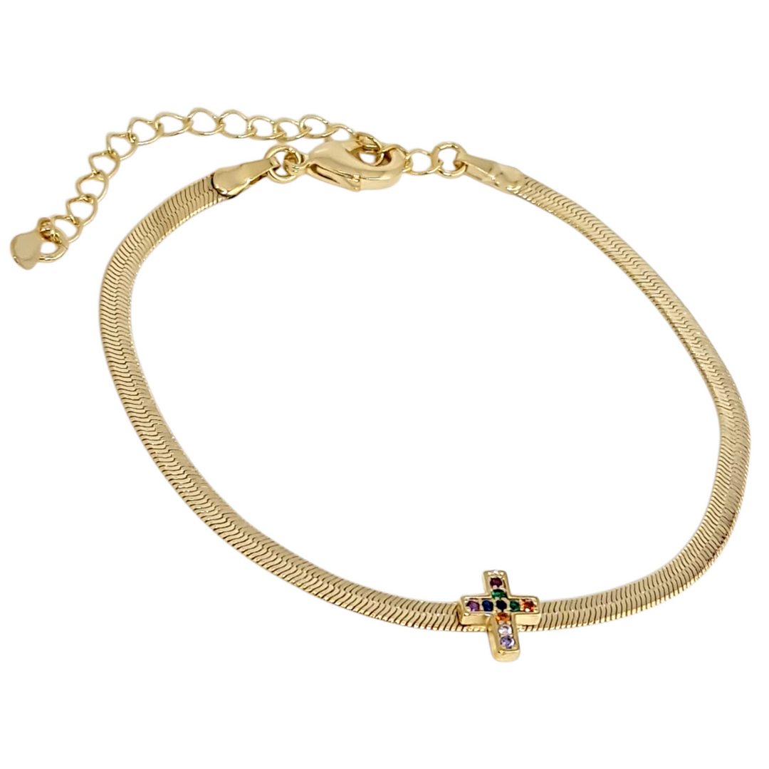 Pulsera Cinta Cruz Circones Oro