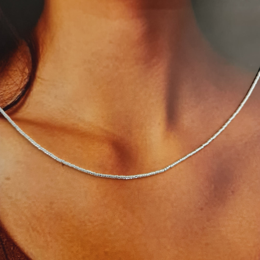Collar Mostacillas Plata