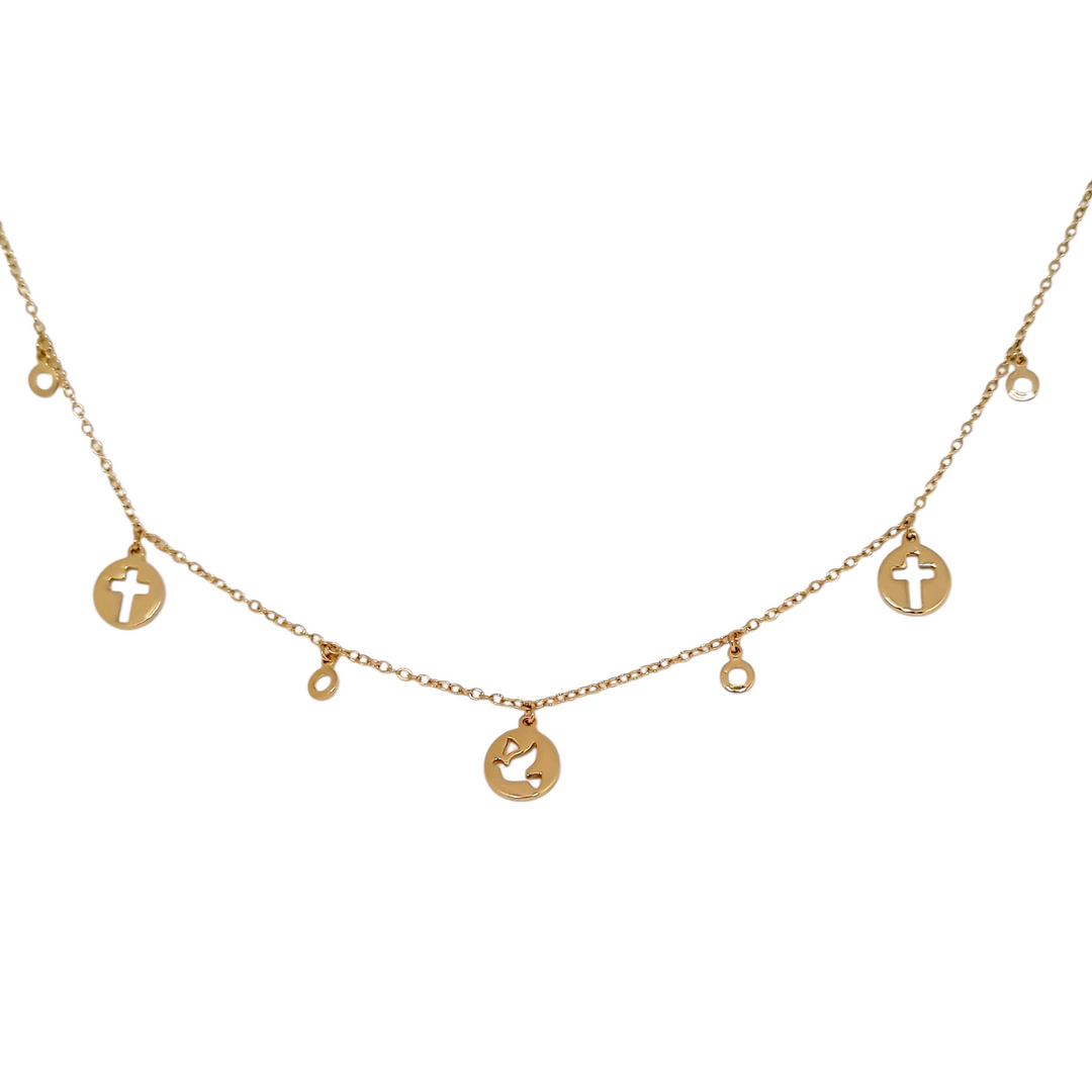 Collar Espíritu Santo y Cruces Oro