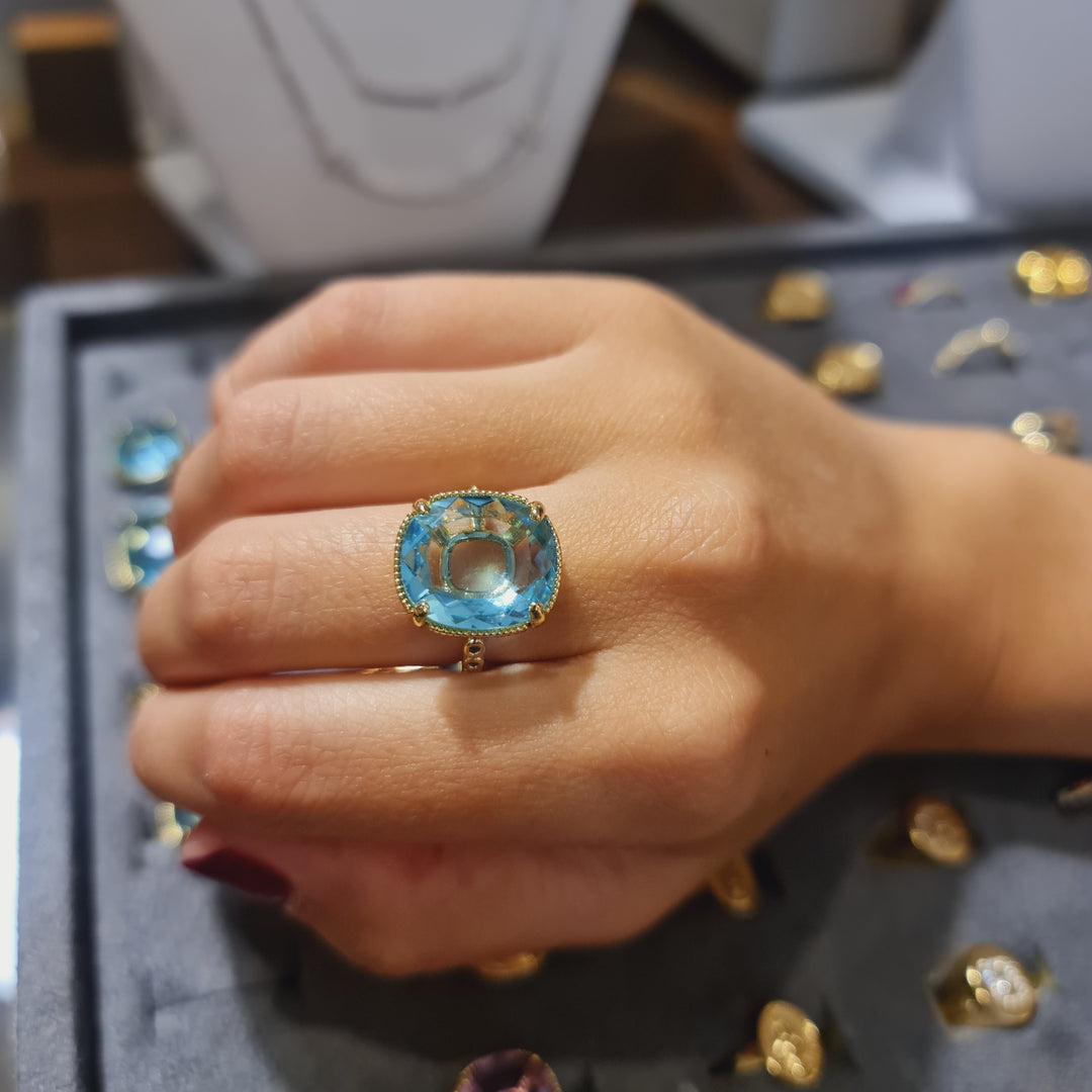 Anillo Ana Aguamarina Oro