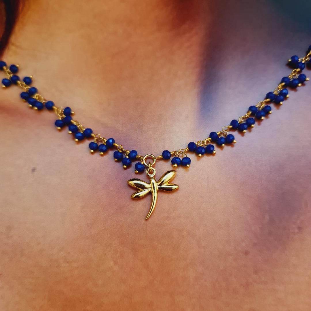 Collar Libélula Blue Oro