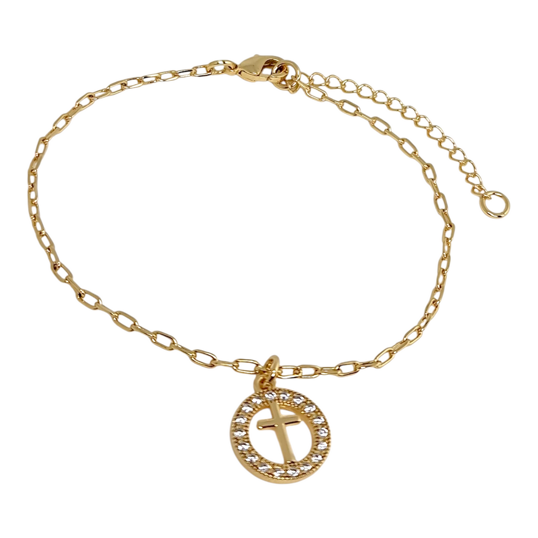 Pulsera Medalla Cruz Circones Oro