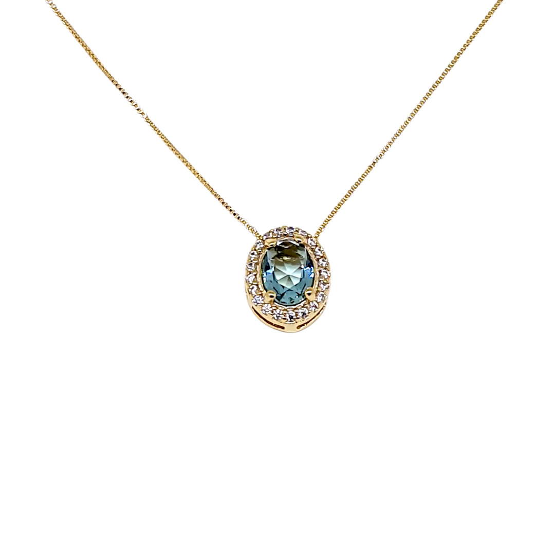 Collar Trinidad Aguamarina Oro