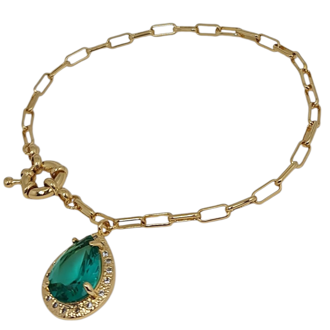 Pulsera Angélica Esmeralda Oro
