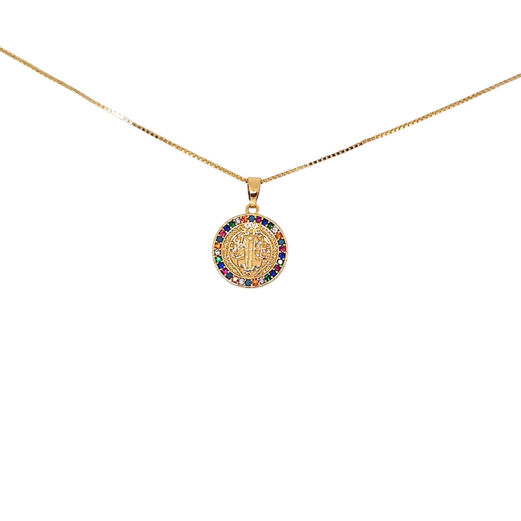 Collar San Benito Circones Color M oro 18k - collar religioso protector