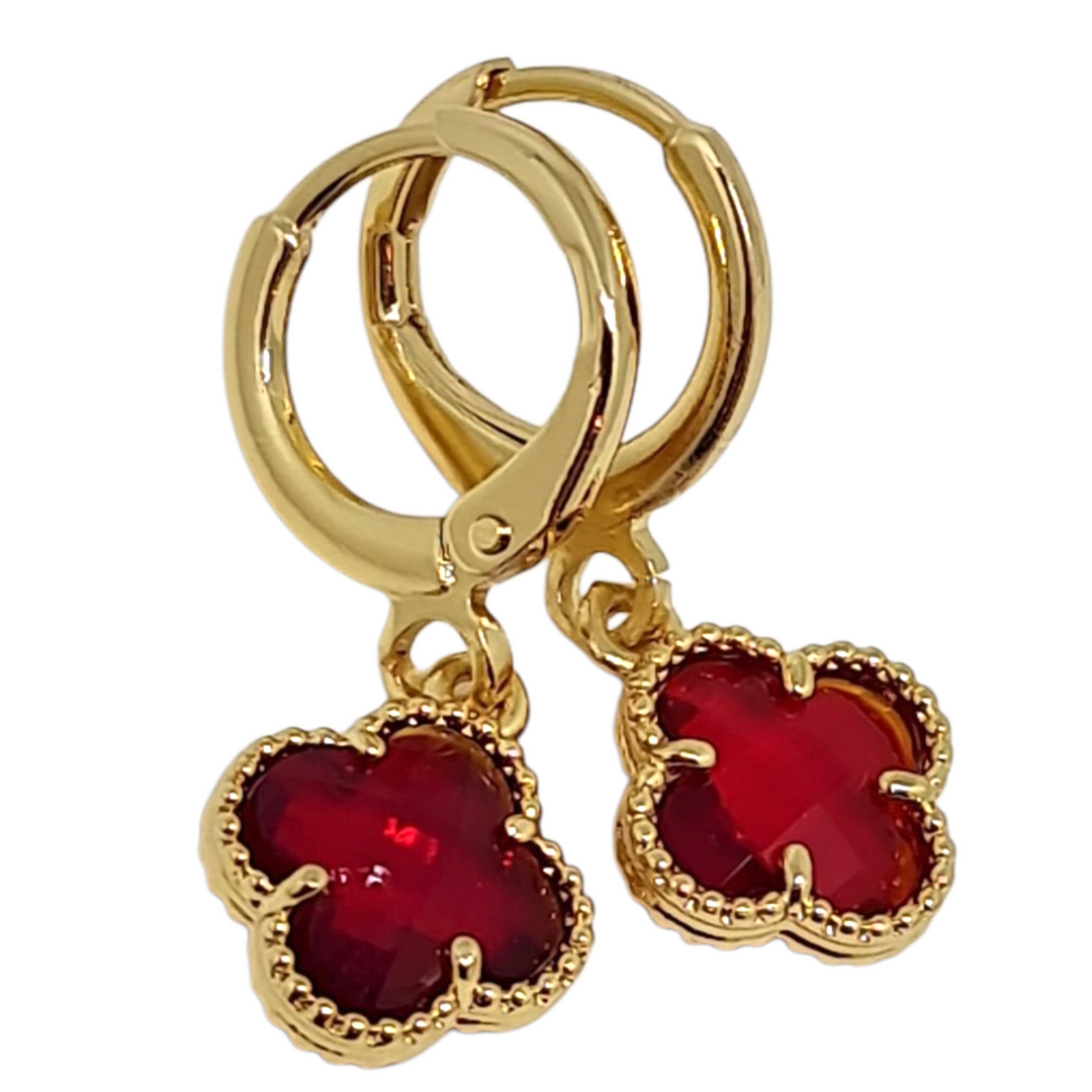 Aros Flor Rubí Oro