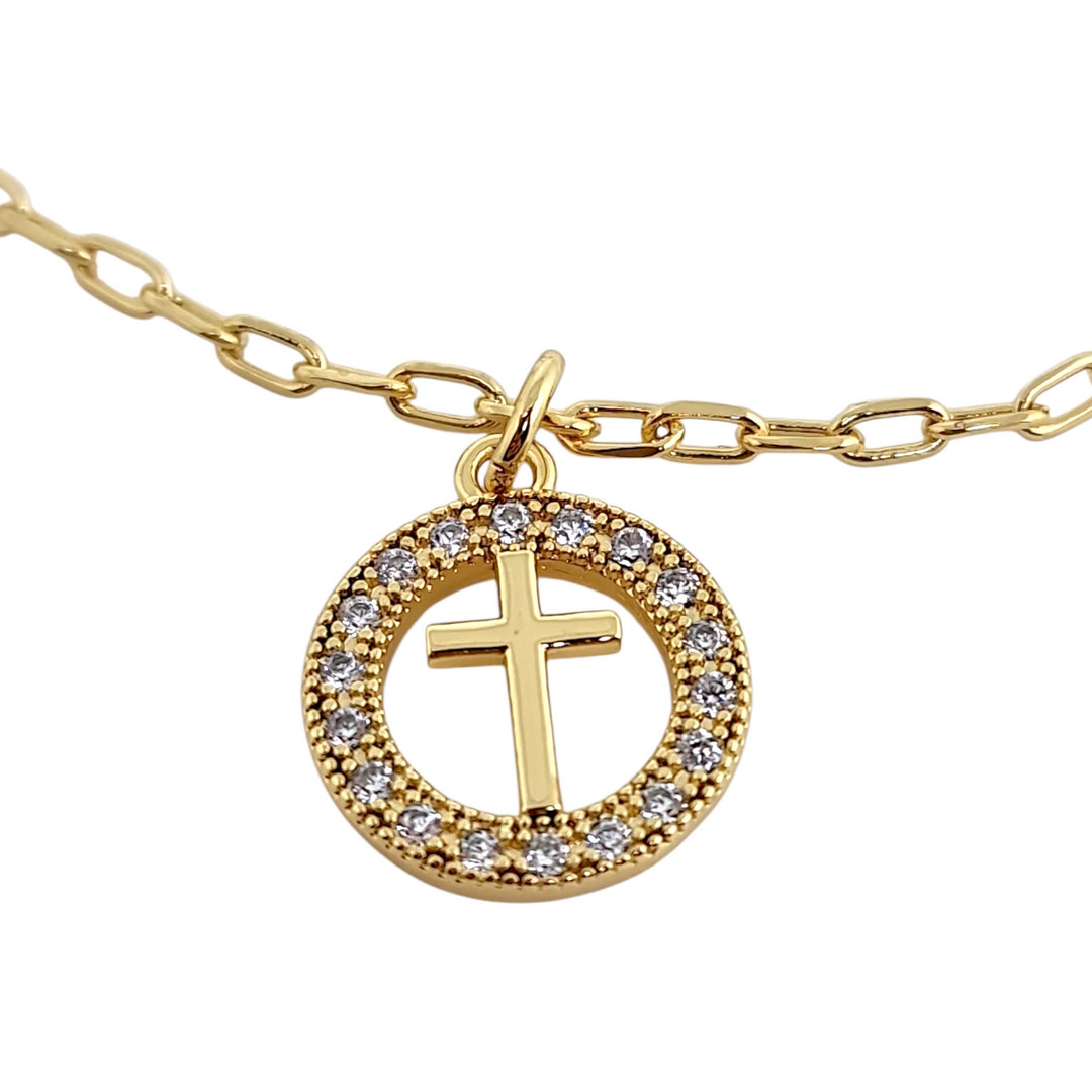 Pulsera Medalla Cruz Circones Oro