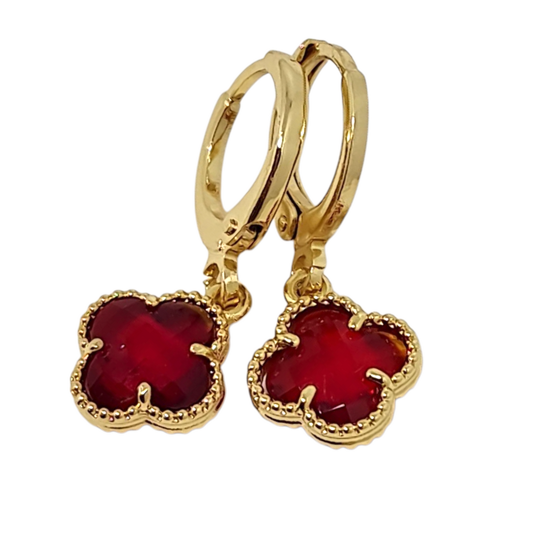 Aros Flor Rubí Oro