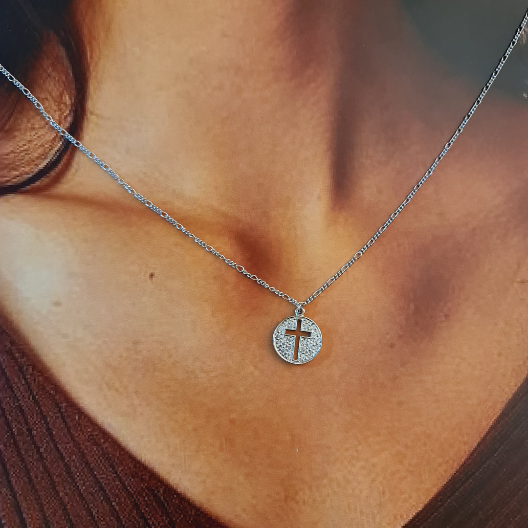 Collar Cruz Calada Circones Platino