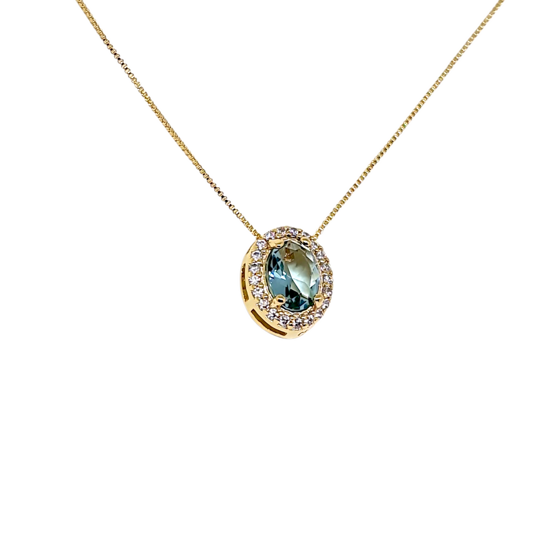 Collar Trinidad Aguamarina Oro