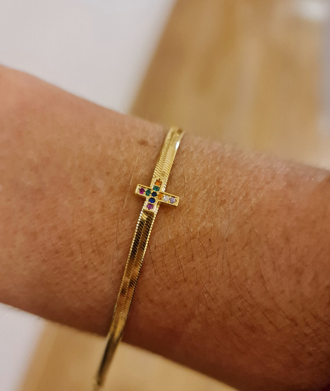 Pulsera Cinta Cruz Circones Oro