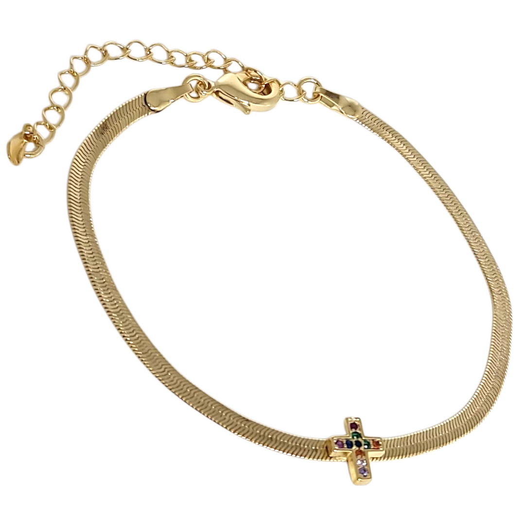 Pulsera Cinta Cruz Circones Oro
