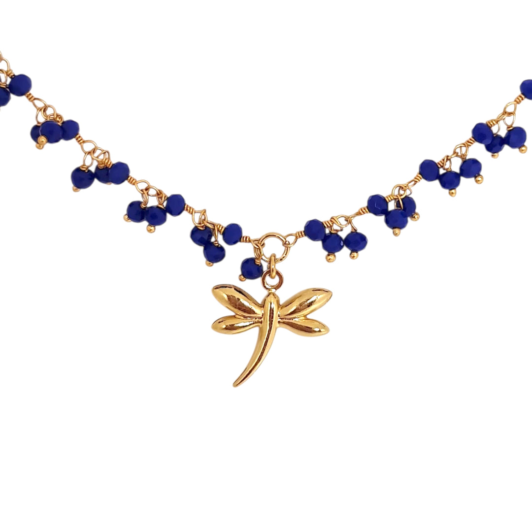Collar Libélula Blue Oro
