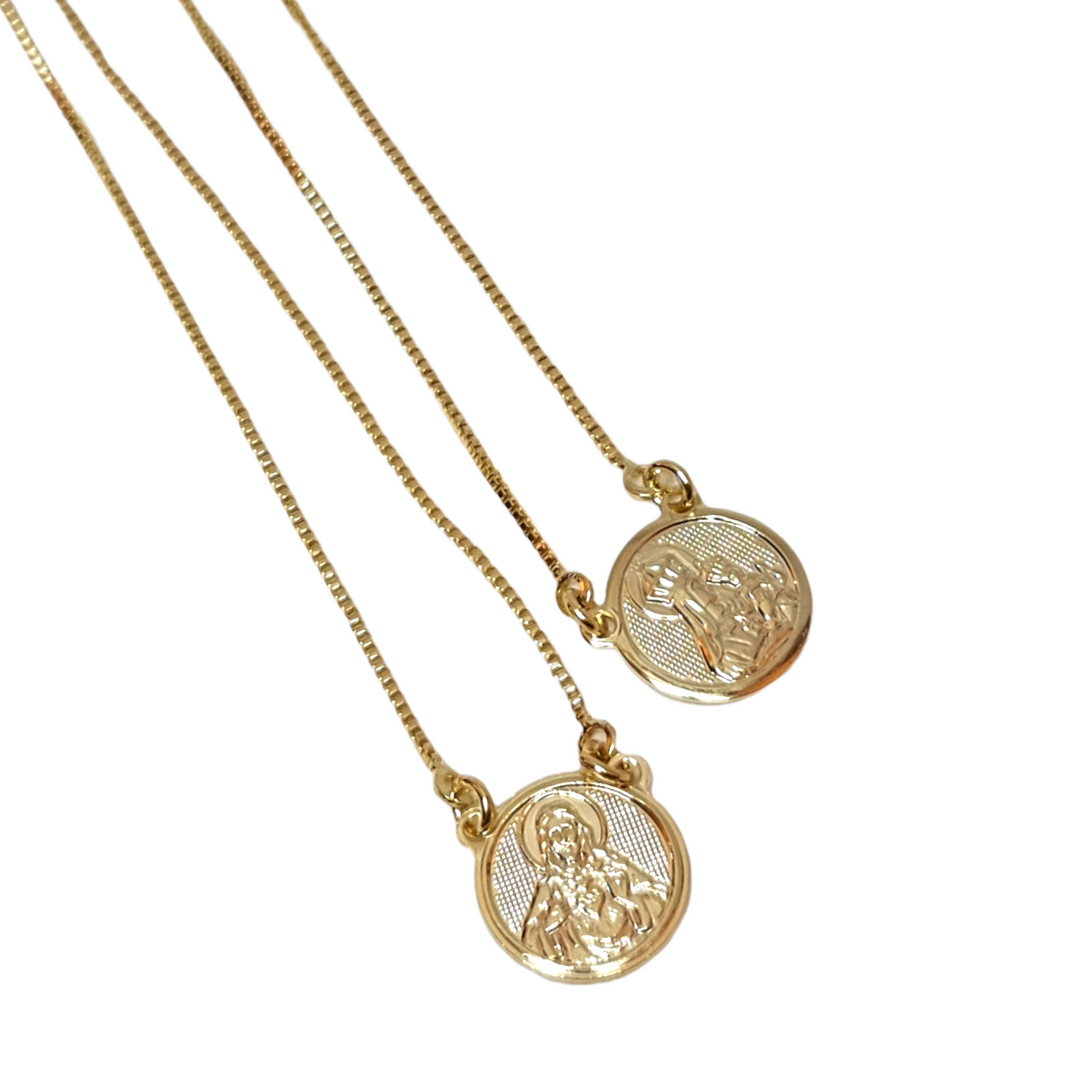 Collar Escapulario Doble Oro