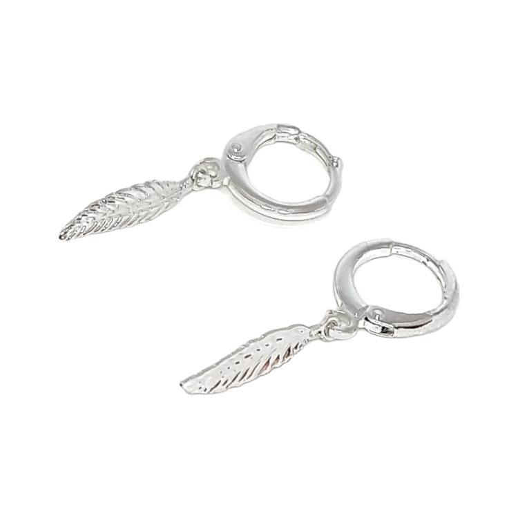 Aros Hojitas Colgantes plata 925 - aros diseño natural 3cm hipoalergénicos