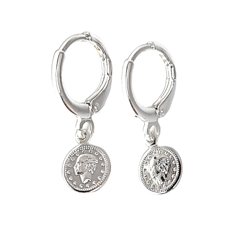 Aros Monedas S plata 925 - aros modernos 2cm hipoalergénicos